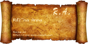 Róna Anna névjegykártya