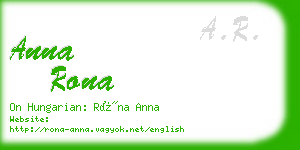 anna rona business card